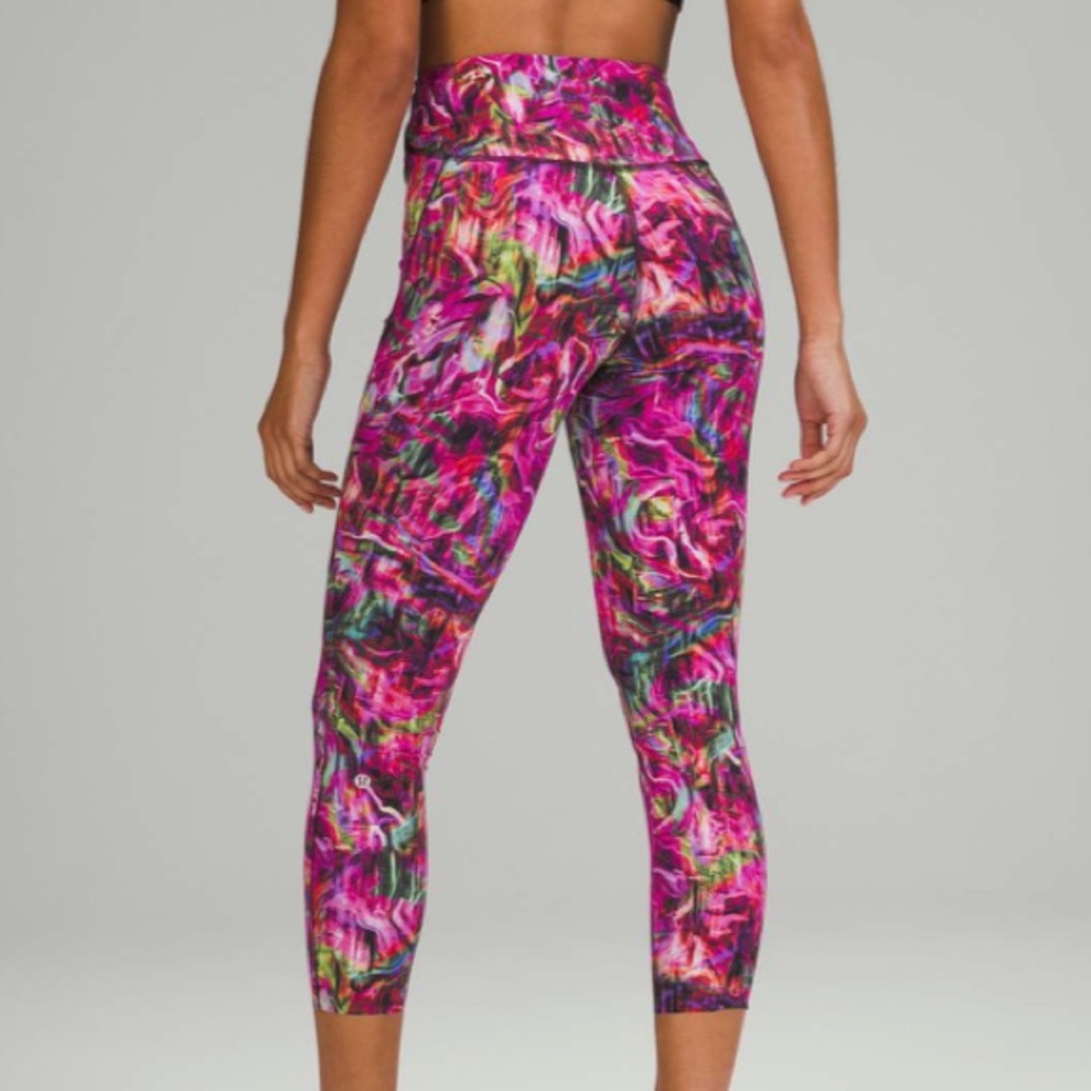 lululemon athletica Pink Multi High-Rise Cropped Leggings